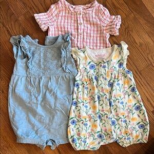 Baby Girl Romper Set - Pink, Blue, Floral